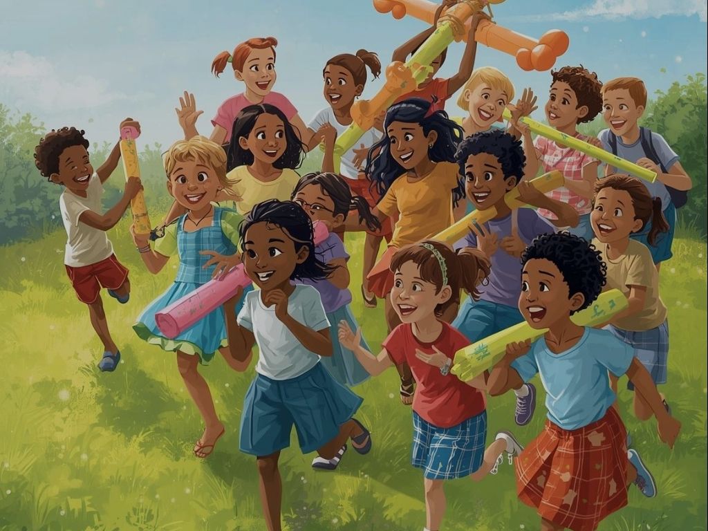 AI generated image of children running a relay race