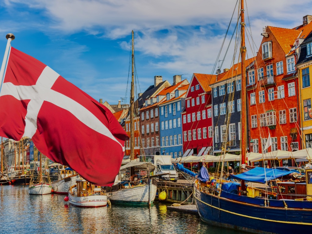 Photo of Denmark including the flag