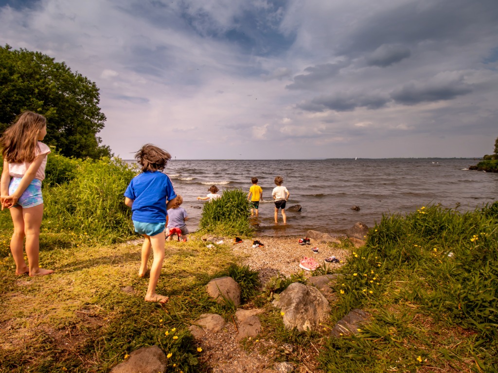 children at the beach